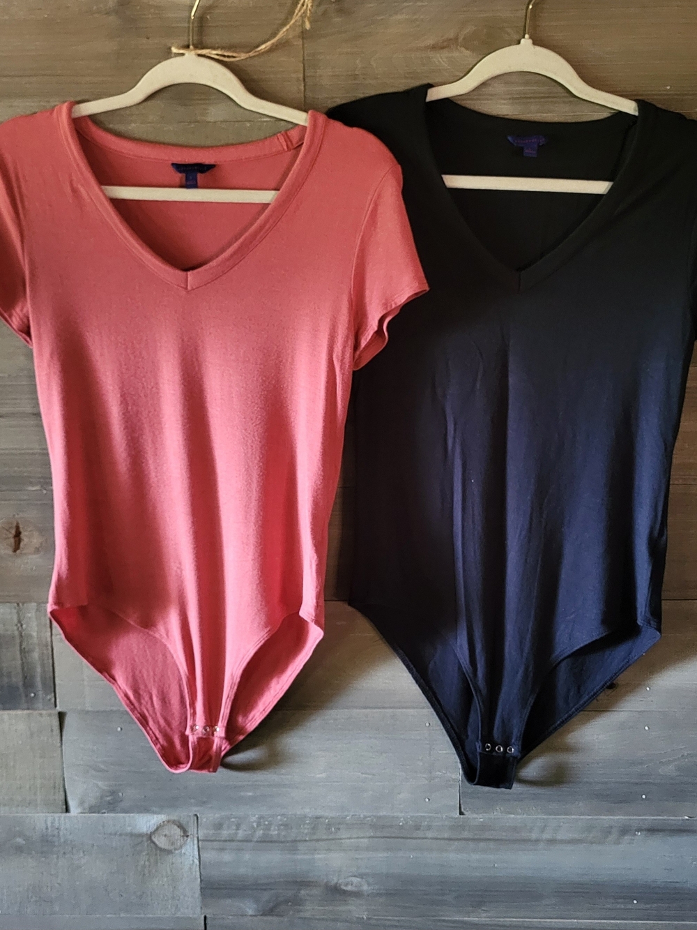 Aeropostale Bodysuits Pair in Pink and Black, Balletcore, Minimalist, Size L